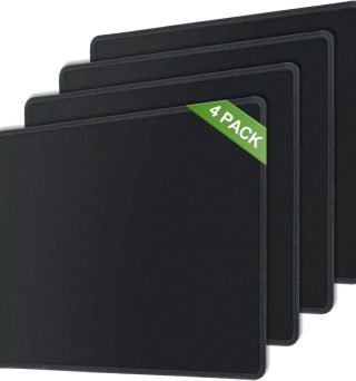 4 Mouse Pad Stitched Edges Premium-Textured Mouse Pads Mat Non-Slip Rubber Base Mousepad for Laptop, Computer & PC, 10.1 x 8.2 inches (Black)