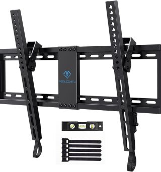 PERLESMITH UL Listed TV Mount for Most 37-82 inch TV, Universal Tilt TV Wall Mount Fits 16”- 24” Wood Stud with Loading 132 lbs & Max VESA 600x400mm, Low Profile Flat Wall Mount Bracket PSLTK1