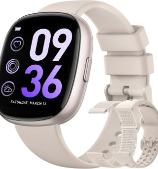 Sanorum Smart Watches for Women Men with Call: Fitness Trackers with 24-Hour Heart Rate SpO2 Sleep Monitor 120+ Sport Mode 5ATM Waterproof Smartwatch Compatible with iPhone Android Phones Starlight