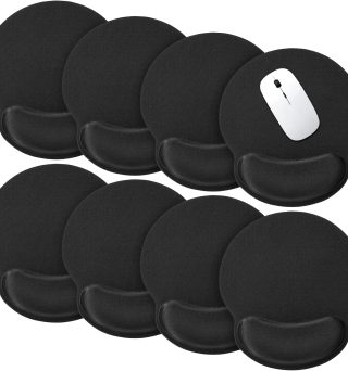 Yunsailing 8 Pack Ergonomic Mouse Pad with Wrist Rest Support Gel Memory Foam Mouse Pad Comfortable Computer Mouse Pad for Laptop Pain Relief Mousepad for Laptop, Computer, Gaming (Solid Black Style)